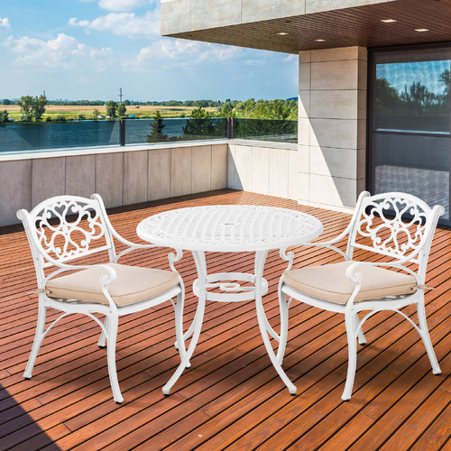 White cast iron online patio set